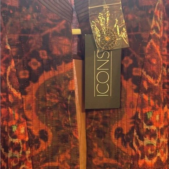 ICON Vibrant Red and Brown Patterned Coat - Picture 2 of 2